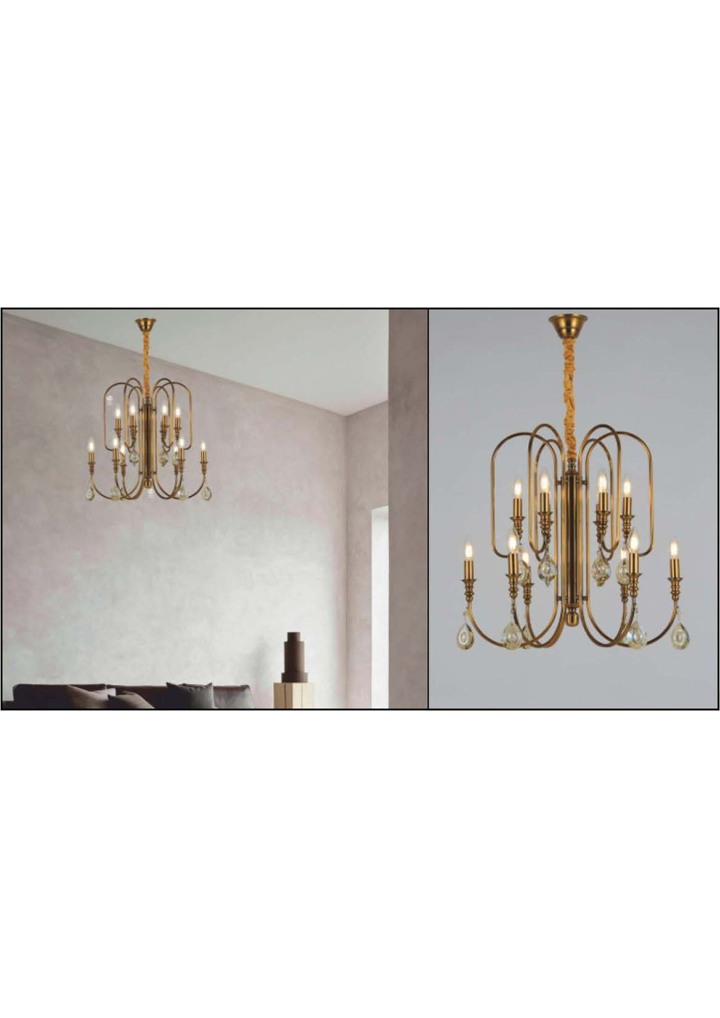 Beyond Lights - Brass Crystal Chandelier- GL